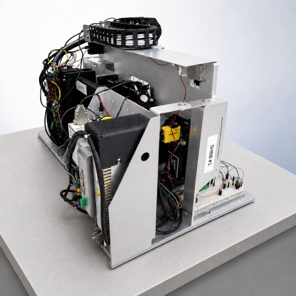 Image of an integrated engineering breadboard used to evaluate subsystem interactions during complex instrument development.